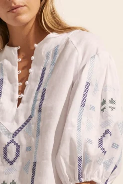 zoe kratzmann Tops|Theme Top-Azure Embroid