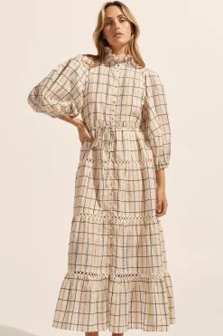 zoe kratzmann Dresses|Toast Dress-Ivory Check