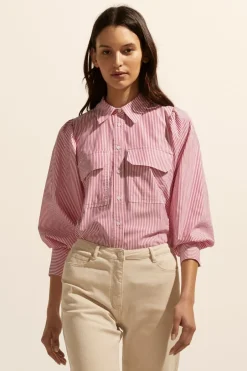 zoe kratzmann Tops|Underpin Top-Magenta Stripe