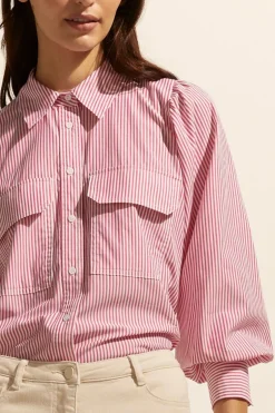 zoe kratzmann Tops|Underpin Top-Magenta Stripe