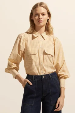 zoe kratzmann Tops|Underpin Top-Ochre Stripe