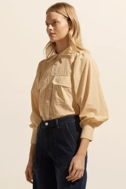 zoe kratzmann Tops|Underpin Top-Ochre Stripe