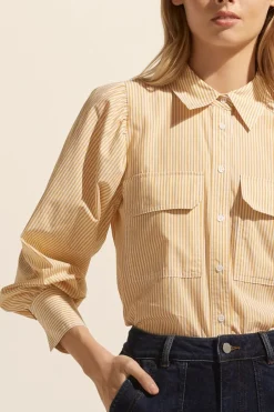 zoe kratzmann Tops|Underpin Top-Ochre Stripe