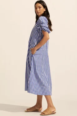 zoe kratzmann Dresses|Urge Dress-Azure Gingham Check