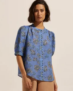 zoe kratzmann Tops|Virtue Top-Azure Botanic
