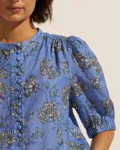 zoe kratzmann Tops|Virtue Top-Azure Botanic